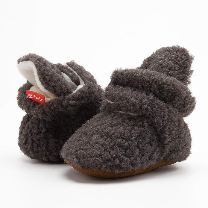 Sawimlgy Newborn Infant Baby Girl Boy Cotton Booties Stay On Sock Slippers Soft Bedroom Shoes Non-Skid Ankle Boots With Grippers Toddler Crib Warm Shoe First Walker Birthday Shower