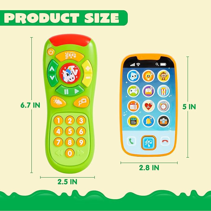 JOYIN Baby Toy Phone, Remote and Smartphone with Music, Fun Learning Musical Toys for Babies, Kids, Boys or Girls, Holiday Stocking Stuffers, Birthday Gifts, Easter Basket Stuffers