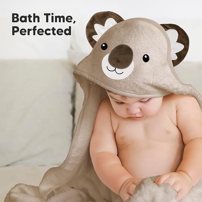 KeaBabies Hooded Baby Towel for Newborn - Viscose Derived from Bamboo Large Baby Bath Towels with Hood for Boys, Girls, Toddler, Extra Absorbent & Soft Newborn Bath Essentials (Koala)