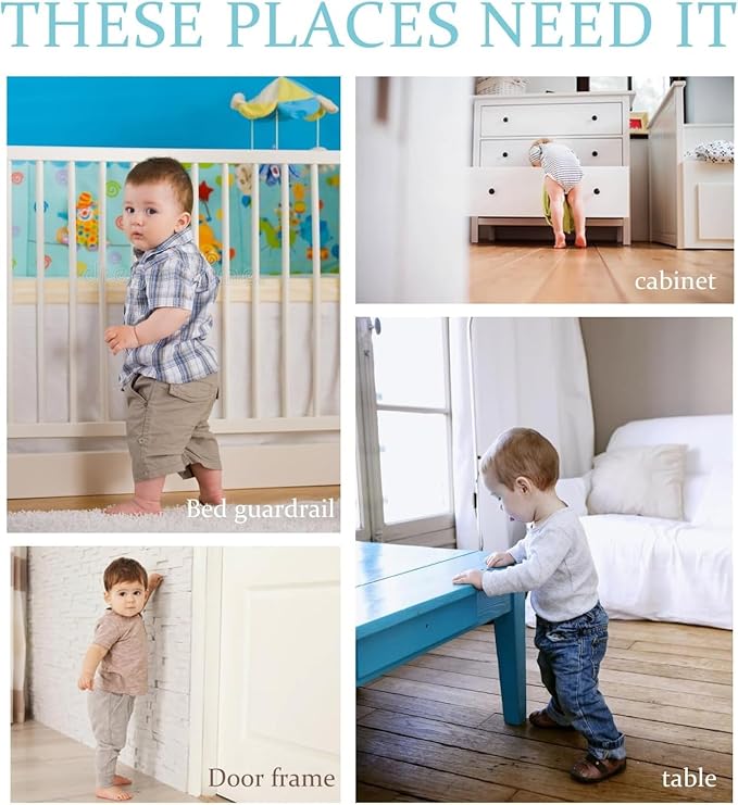 4Pc Crib Rail Covers Sets,Rail Guard for TeethingSoft Anti-Collision Strip Corner Cover, Suits for Most Standard Bed (4pc-Gray) (4pc-Gray)