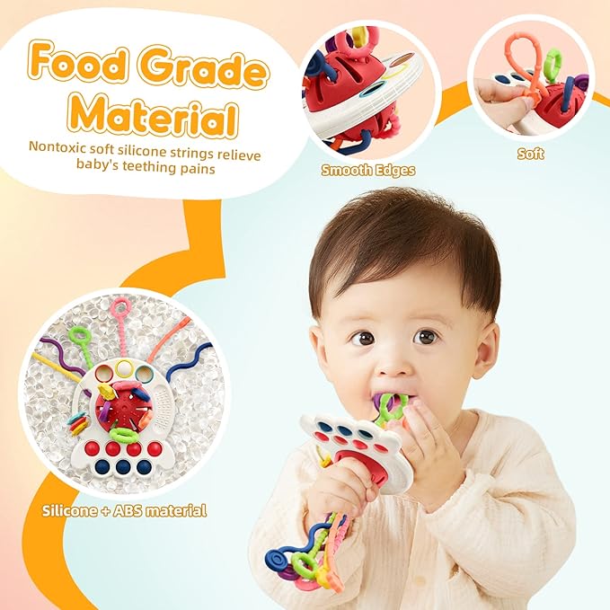 AiTuiTui Sensory Toddler Travel Toys for 1 2 Year Old Boy Girl Birthday Gift, Soft Silicone Baby Teething Fidget Educational Learning Toys for Infant 6 9 12 18 Months