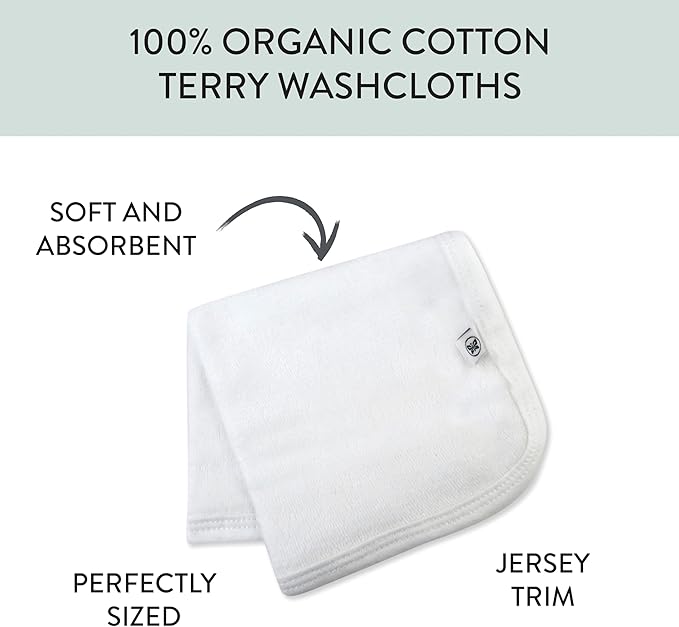 HonestBaby Unisex Baby Organic Cotton Washcloth Multi-Pack Winter Accessory Set, 5-Pack Honestly Pure White, One Size