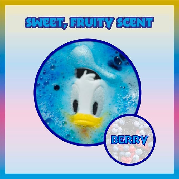 Mickey Minnie and Donald Duck Bath Bombs for Kids, Fun Bright Rainbow Colors, Berry Scented for Kids, Ages 3+, by Townley Girl