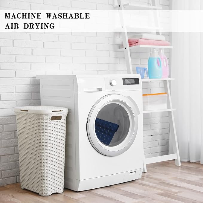 Linoows Bathtub and Shower Mats, Extra Long Non-Slip Bath Tub Mat 39 x 16 Inch, Machine Washable Bathmat with Suction Cups & Drain Holes for Bathroom Floor, Navy Blue