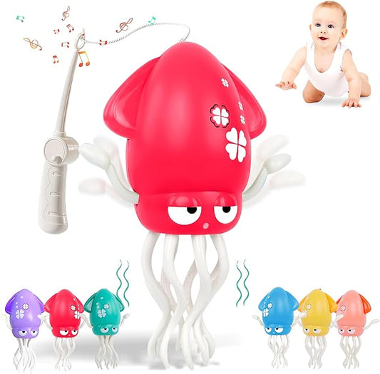 Sachie Dancing Octopus Baby Toy – Electric Crawling Octopus with Music & Lights, Rechargeable Sensory Toy for Infants & Toddlers, Fun Learning Gift for Boys & Girls(Red)
