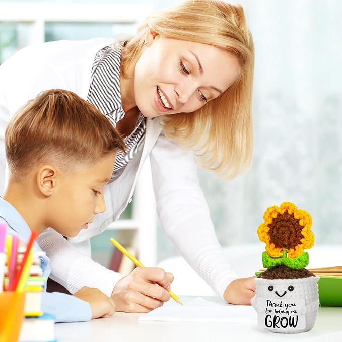 MBL Bosses Day Women Coworker - Thank You Appreciation Emotional Positive Support Crochet Sunflower Gifts for Teacher Men Woman Mentor Boss Lady Friend Farewell Retirement Thanksgiving Halloween