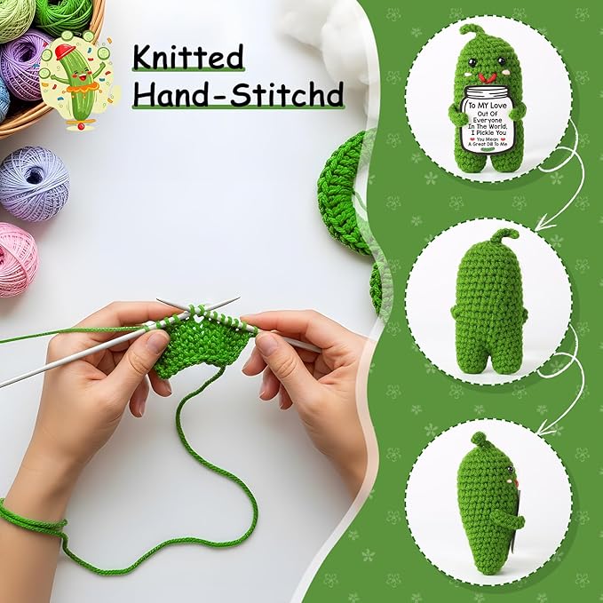 I Love You Gifts for Her, Him, Wife, Husband, Couple, Romantic Gifts for Boyfriend Girlfriend, Anniversary Perfect Gifts for Women Men, Handmade Crochet Pickle