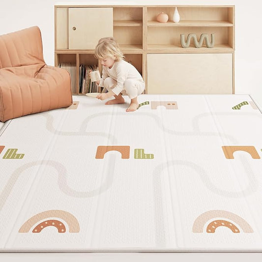 Baby Play Mat Foldable Baby Floor Play Mat X-Large Soft Foam Playmat for Babies Reversible Waterproof Padded Playmats Portable Thick Crawling Mat for Indoor Outdoor(70"*78"*0.4")