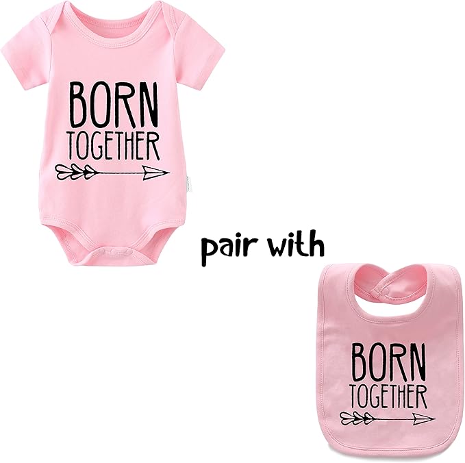 YSCULBUTOL Baby Twins Bodysuits Best Friends Forever Baby Clothes Set with Bibs Girl Outfit with hat