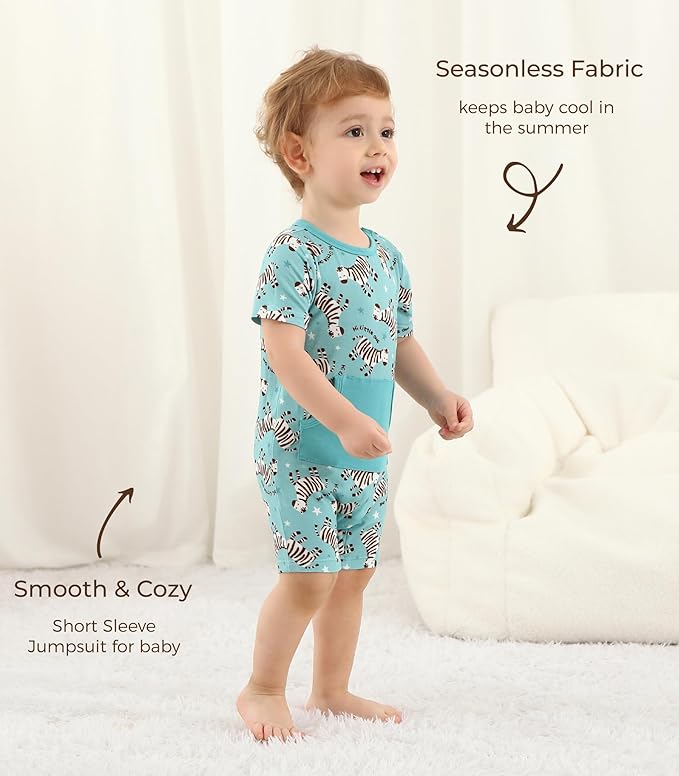 Baby Boy Romper Toddler Boys Short Sleeve Shorts Soft Jumpsuit Outfit Viscose Made from Bamboo