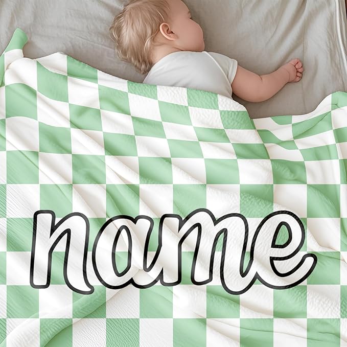 Ship Next Day, Personalized Baby Blanket for Boys Girls - Printed in USA, Custom Baby Blanket with Name Super Soft Plush Flannel, Easter Christmas Brithday Gifts for Baby Shower Kids Toddlers Newborn