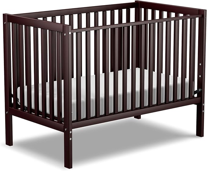 Baby Crib 5-in-1 Convertible, Wood Full Size Toddler Bed for Small Baby, Made of Sustainable Natural Pinewood Cribs, Non-Toxic Finish, Simplistic Nursery Furniture (Espresso)