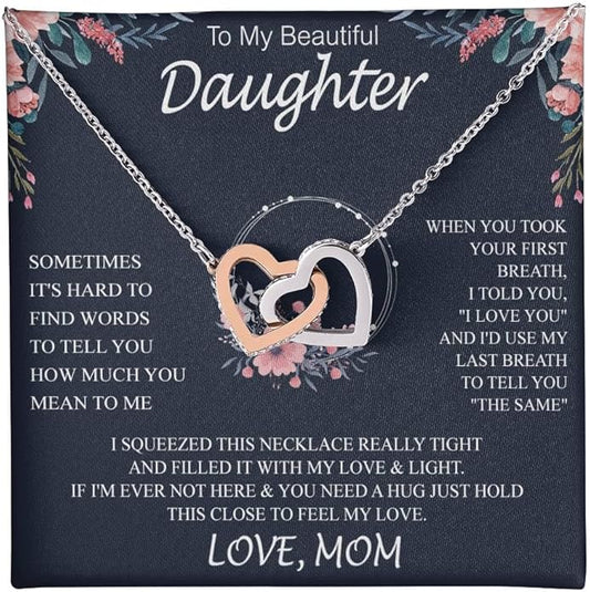 To My Daughter Gift Necklace From Dad or Mom - Badass Daughter Jewelry With Heartfelt Message & Elegant Box