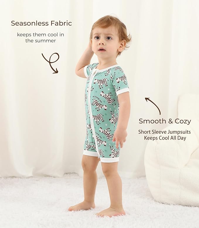 Baby Boy Romper Toddler Boys Short Sleeve Shorts Soft Jumpsuit Outfit Viscose Made from Bamboo