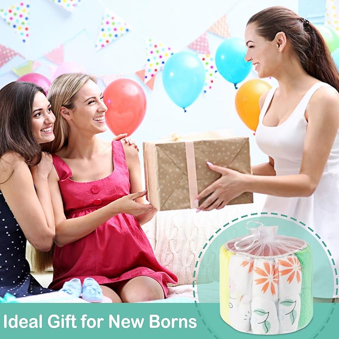 Viviland Baby Washcloths, Super Soft Baby Bath Towels for Newborn 24 Pack, Absorbent Face & Body Wash Cloth for Baby Girl, Butterfly Pattern, 9 x 9 inch