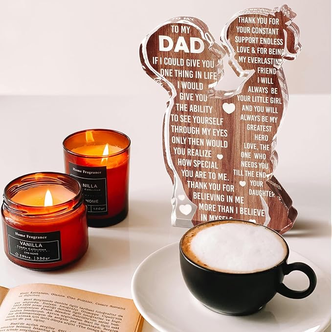 MAMAGIFTREE Fathers Day Presents from Daughter – Heartfelt Acrylic Plaque for Dad, Unique Father Daughter Desk Decor Sign – Birthday, Christmas or New Dad Present from Girl