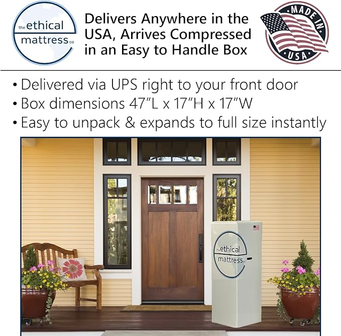 Ethical Mattress CO 10" Toxin-Free Hybrid Mattress, Made in The USA with Organic Cotton, Wool, Latex & Pocketed Coils (No Fiberglass or Polyfoams) Comfortable & Supportive Bed-in-Box - Full Size