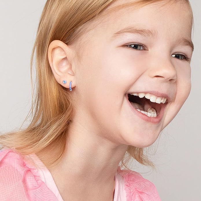 6 Pairs Huggie Hoop Earrings 925 Sterling Silver Stud Sets Cute Heart Hoops Tiny Cubic Zirconia Flower Stud Small Hypoallergenic Cartilage Sleeper Earrings