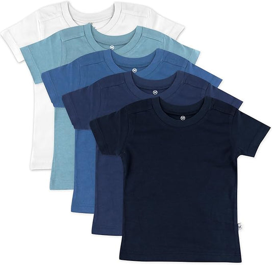 HonestBaby Unisex-Baby 5-Pack Short Sleeve T-Shirts 100% Organic Cotton Baby, Toddler, Little Kid, Boy, Girl, Unisex
