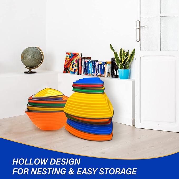 makarci Stepping Stones for Kids 12pcs Obstacle Courses Play Indoor Outdoor, Full Rubber Rim Plastic Hilltop for Kids Balance and Integration Improvement Age 3 4 5 6 7 8 + (Forest)