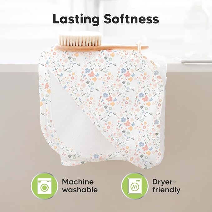KeaBabies Hooded Baby Towel for Newborn - Viscose Derived from Bamboo Large Baby Bath Towels with Hood for Boys, Girls, Toddler, Extra Absorbent & Soft Newborn Bath Essentials (Wildflowers)