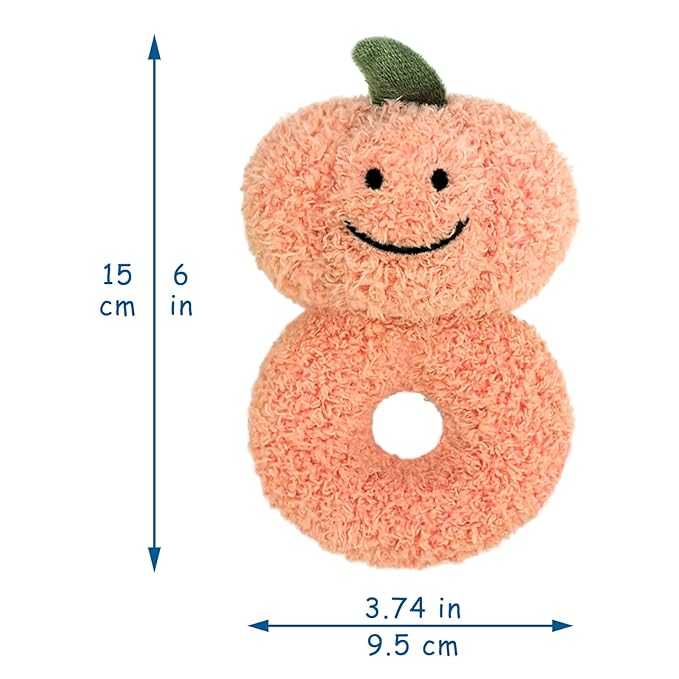 Baby Pumpkin Soft Rattle Toy, Plush Pumpkin Infant Shaker Rattle Easy-Grasp Stuffed Animal Toy, Gifts for Newborns Babies Toddlers Boys Girls, Orange, 6 Inches
