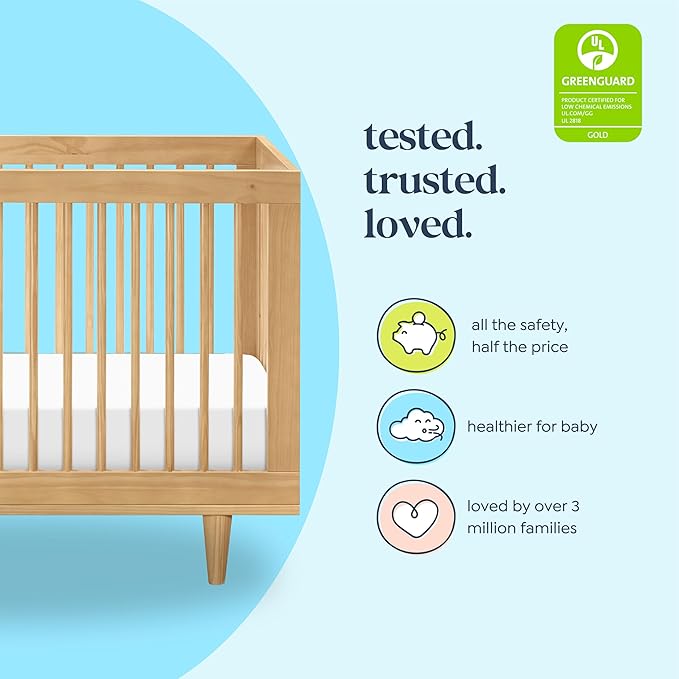 DaVinci Marley 3-in-1 Convertible Baby Crib - GREENGUARD Gold Certified Convertible Crib to Toddler Bed and Daybed - Wooden Baby Bed with 4 Adjustable Mattress Heights - Easy to Assemble - Honey