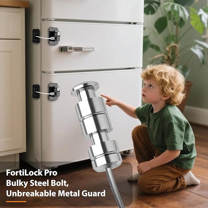 Refrigerator Lock, Child Safety Cabinet Locks, Mini Fridge Locks for Adults, Heavy Duty Lock for Refrigerator Cabinets, Drawers, Safety with Key, Black (6 PCS)