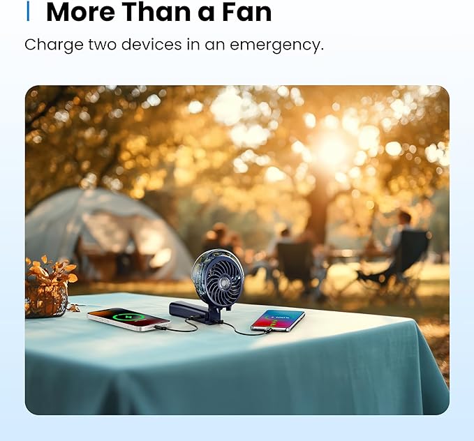 KIBEE Portable Misting Fan - 4000mAh Rechargeable, 50ml Water Tank, Foldable 180° Handheld, 3-Speed Personal Fan, Portable Charger for Travel, Outdoors, Makeup & More(Blue)
