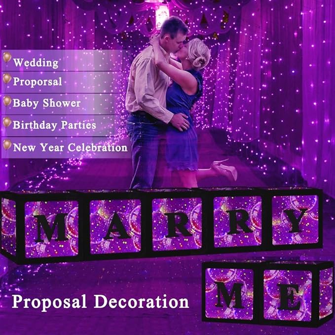 Ledido Black Transparent Balloon Boxes With 78 Letters, Letter Box for Baby Shower Clear Baby Box Black Balloon Boxes for Birthday, Bridal Shower, Graduation Prom Party Decoration, 7 PCS