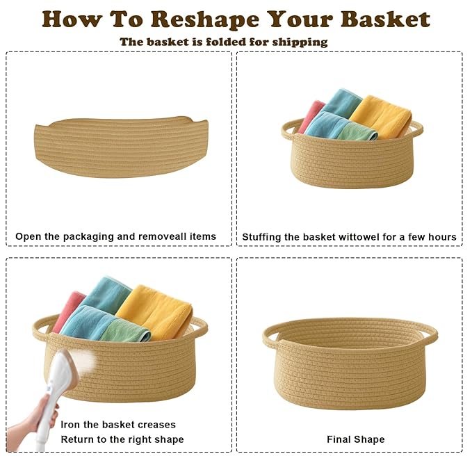 3 Pack Gift Basket with Gift Bag and Ribbons,Small Rope Woven Shelf Storage,Baskets for Gifts Empty,Birthday,Shower,Decorative Organizer Box for Cat Dog Pet with Handles(White)
