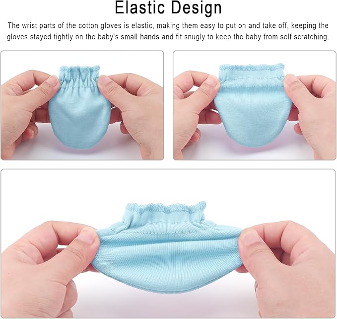 BQUBO 12 Pairs Baby Mittens Newborn Infant Toddler Mittens No Scratch Cotton Elastic Wrist Gloves for Boys Girls 0-6 Months