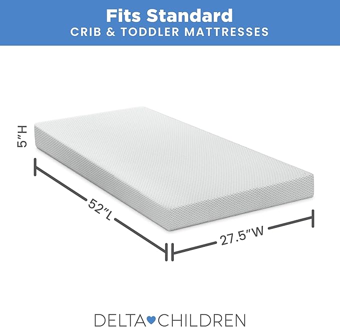 Delta Children Breathable Crib Mattress Pad Cover - Make Every Crib Mattress Breathable, Elastic Edges for Secure, Universal Fit - Machine Washable - 1 Pack, White