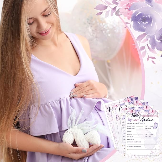 Jetec 302 Pcs Butterfly Theme Baby Shower Games - 6 Games, 50 Sheets Each - Shower Party Bingo, Word Scramble, Word Search, Predictions and Advice, The Price is Right, Guess Who
