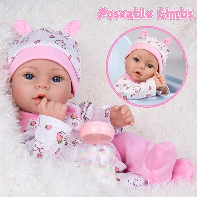 Aori Lifelike Reborn Baby Dolls - 18'' Realistic Newborn Girl Handmade Baby Doll with Pink Outfit & Birth Certificate - Weighted Body for Role Play, Gift for Kids Ages 3+