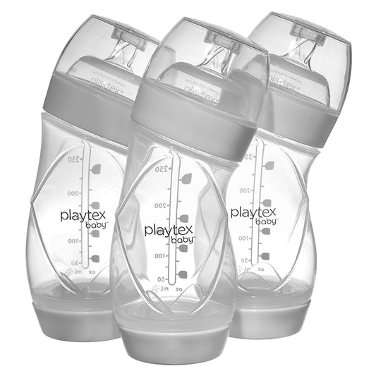Playtex Baby VentAire Complete Tummy Comfort Baby Bottle, Anti-Colic & Anti-Reflux, Clear, 9 Oz, 3 Count