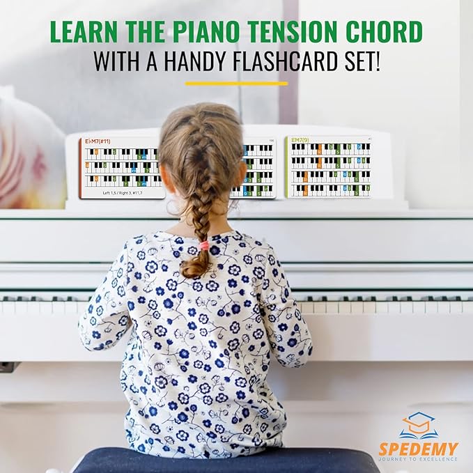 Spedemy Piano Tension Chord Flashcards in Gift Box - Color- Coded Flash Cards for 132 Chords - 11 Frequent Chords, 12 Keys - Fun Educational Flashcards for Piano, Music Learners