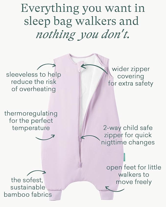 Supersoft Toddler Sleep Sack with Feet 1.0 TOG Premium Bamboo Viscose Sleep Bag Walker with Legs 12-18-24-2t-4t-5t