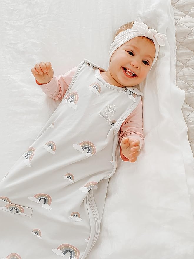 Woolino 4 Season Toddler Sleeping Bag, Merino Wool and Organic Cotton Toddler Sleep Sack, 2-4 Years, Rainbow
