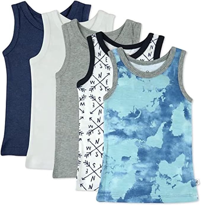 HonestBaby Sleeveless Muscle T-Shirts 100% Organic Cotton for Infant Baby and Toddler Boys, Girls