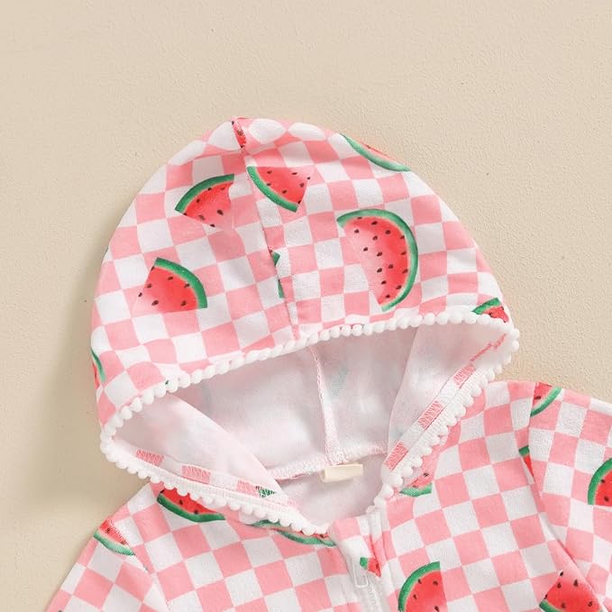 Girls Hooded Zip Terry Coverups Swimsuit Kids Baby Girl Floral Print Short Sleeve Swim Cover-Up Swimwear