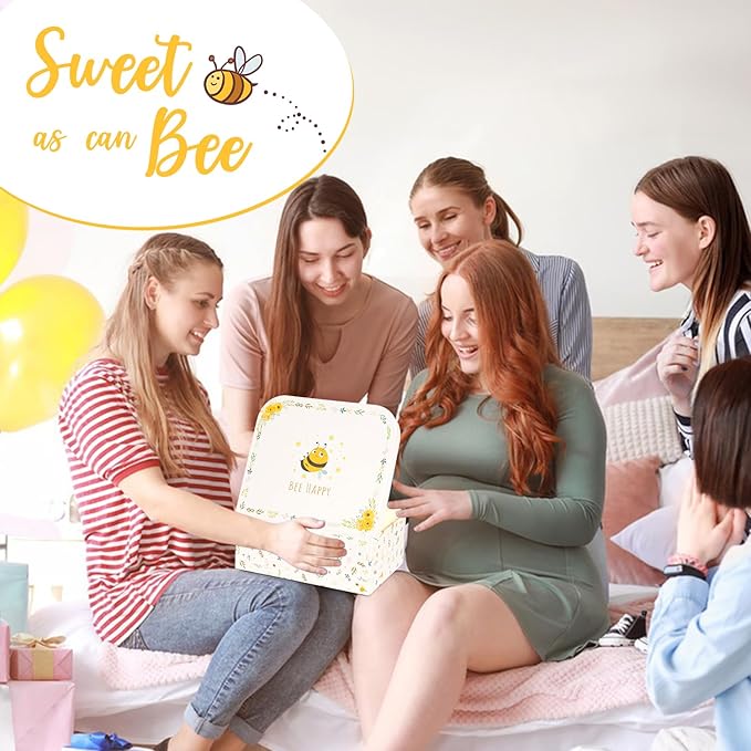 Baby Gift Set for Newborn, Bee Baby Shower Gifts Basket, High Contrast Baby Book Toys 0-6 Months Infant Rattle Socks Blanket Hat Onesie Baby Gifts Essentials for Girls Boys