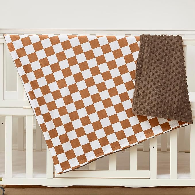 QSTEHEML Baby Blankets Neutral,Super Soft Checkered Minky Blanket Unisex,Baby Gifts for Girls Boys,Double Layer with Dotted Backing, Newborn Blankets for Crib Stroller (Checkered, 30 * 40inch)