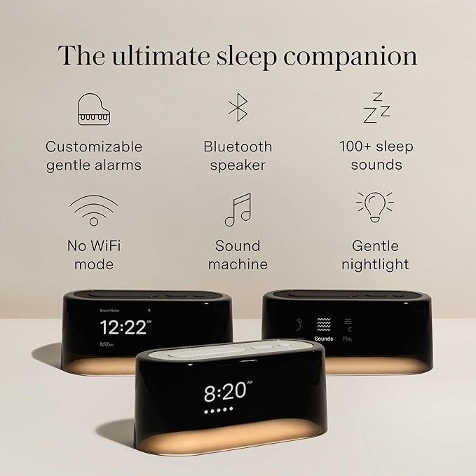 Loftie Alarm Clock with Sound Machine – Smart Alarm Clock with Light, White Noise, Bluetooth Speaker, Night Light Sound Machine, 100+ Sounds, Blackout Mode, No WiFi Mode, Optional Subscription -Coffee