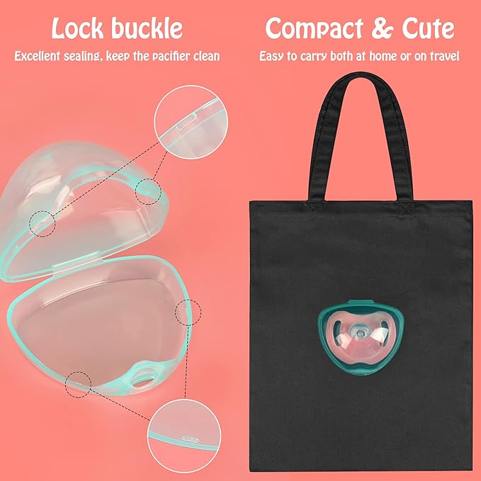 Accmor Pacifier Case, Pacifier Holder Case, Pacifier Container for Travel, BPA Free,Transparent Green, 2 Pack
