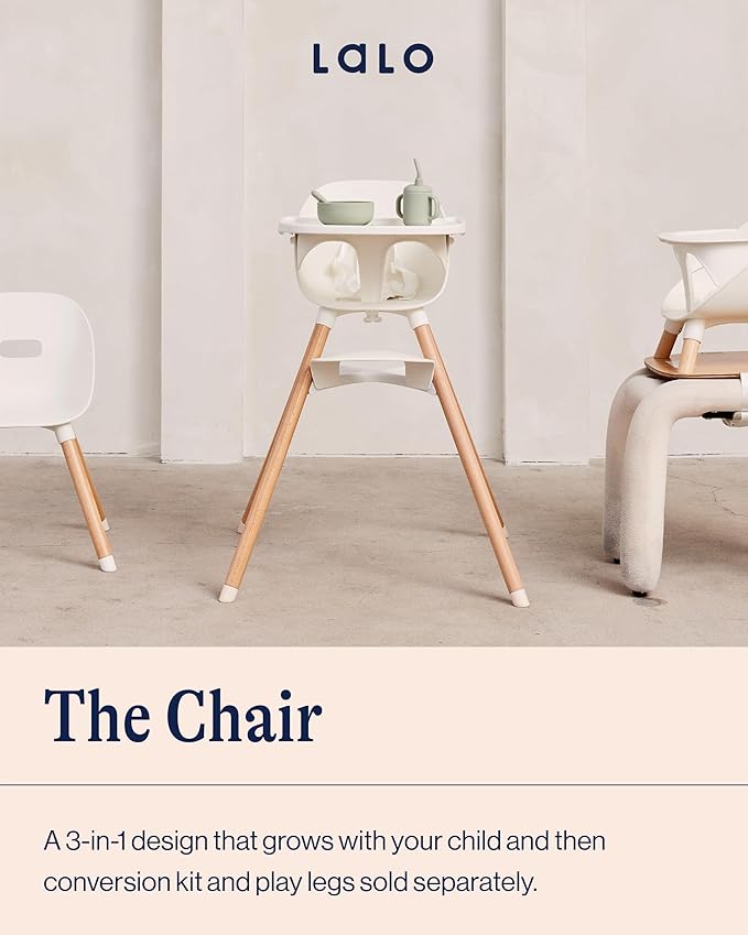 Lalo The Chair Convertible 3-in-1 High Chair for Babies & Toddlers, Dishwasher Safe Tray, Adjustable Footrest, Sage