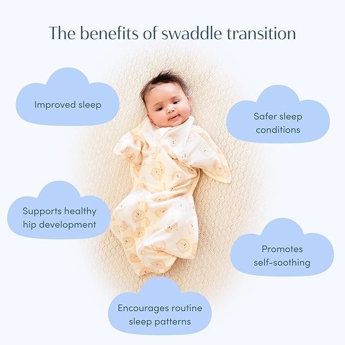 SleepingBaby Zipadee-Zip Transition Swaddle - Cozy Baby Swaddle Blanket with Zipper Convenience - Roomy Wearable Blanket for Easy Diaper Changes - Lions, X-Small (3-6 Month)