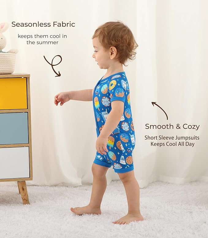 Baby Boy Romper Toddler Boys Short Sleeve Shorts Soft Jumpsuit Outfit Viscose Made from Bamboo