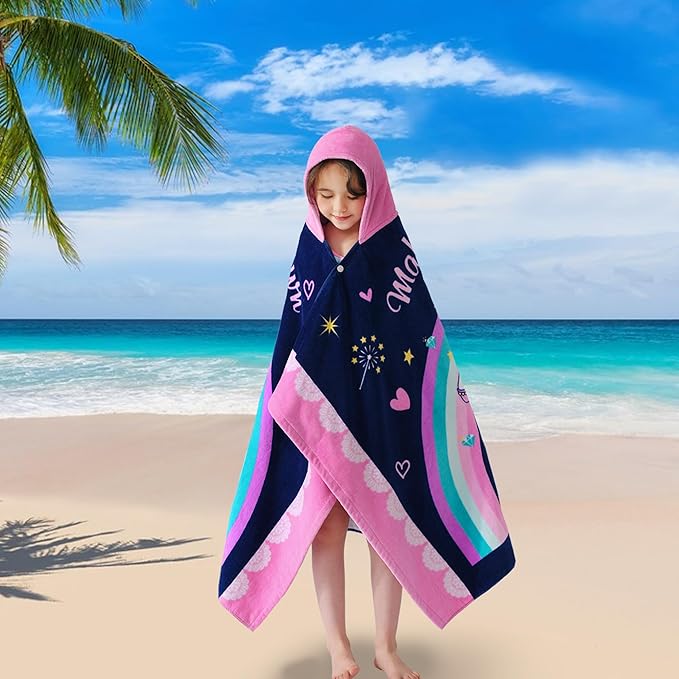 VOOVA & MOVAS Toddler Towels for Girls Age 3-10, 30''X50, Soft Thick Absorbent Cotton Towels for Boys | Perfect for Beach, Pool, Bath, Magic Unicorn