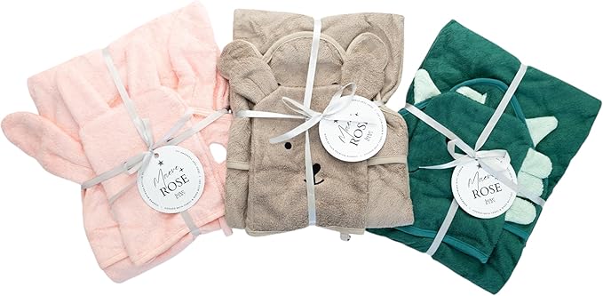 Hooded Baby Towel with Mitt - Ultra Soft Plush Bath Essential for Newborn, Infant & Toddler - Premium 30x30 Inch Large Absorbent Baby Bath Towels with Hood for Boys & Girls (Cute Bunny)